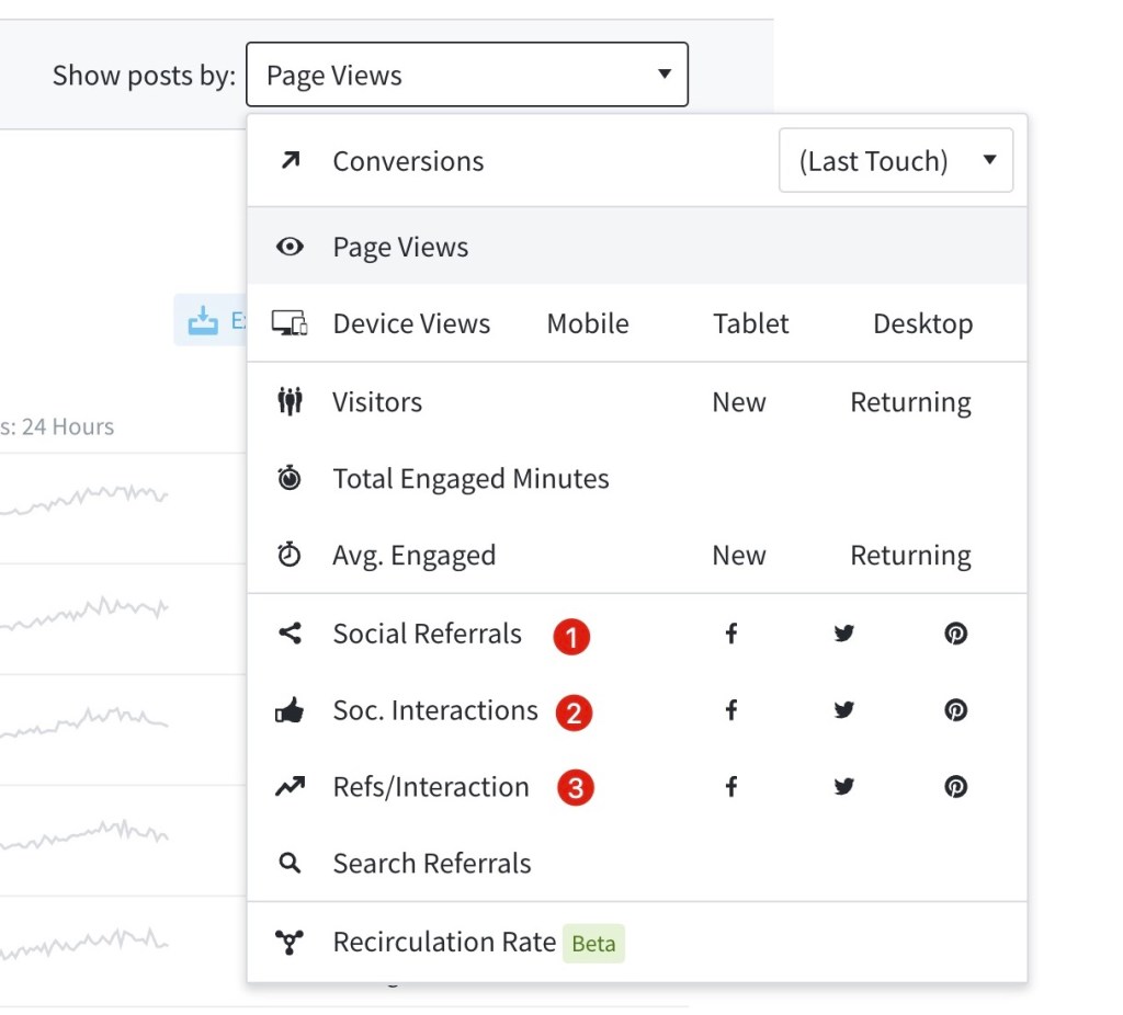 Parse.ly Dashboard filter options