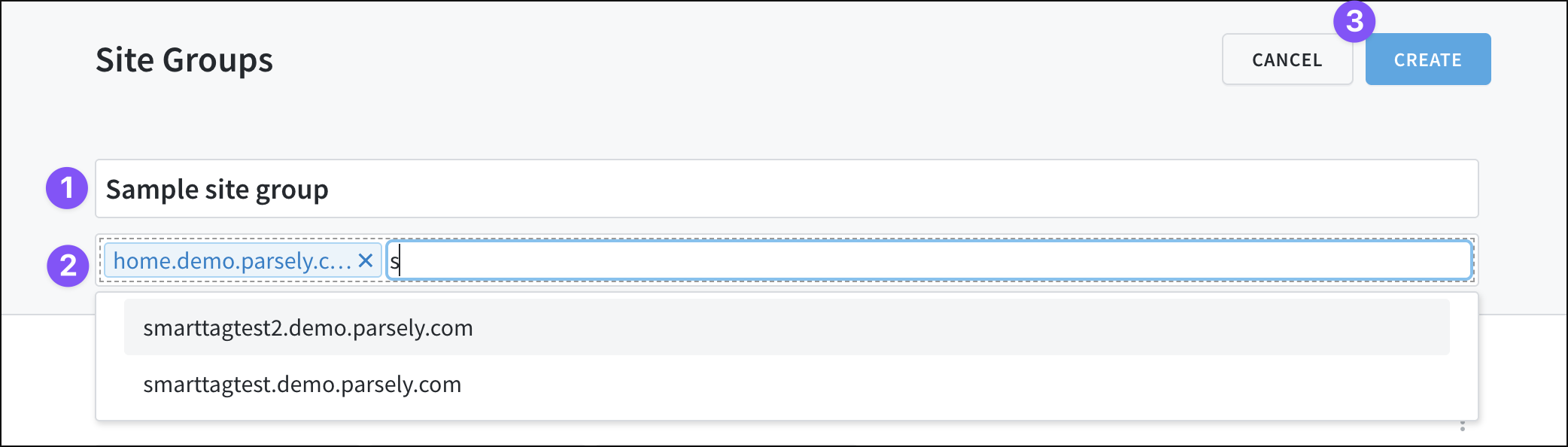 Creating a new site group.