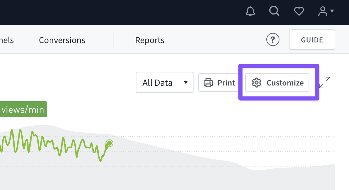 Customize gear icon on the Overview tab.