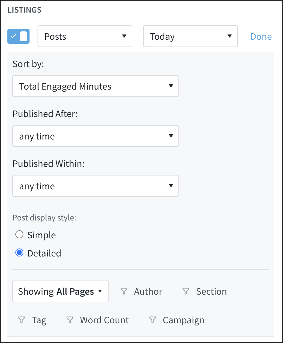 Customizing Overview listings.