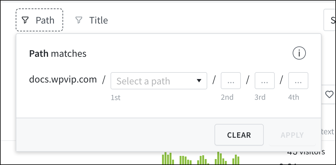 The Path filter of the Parse.ly Dashboard.