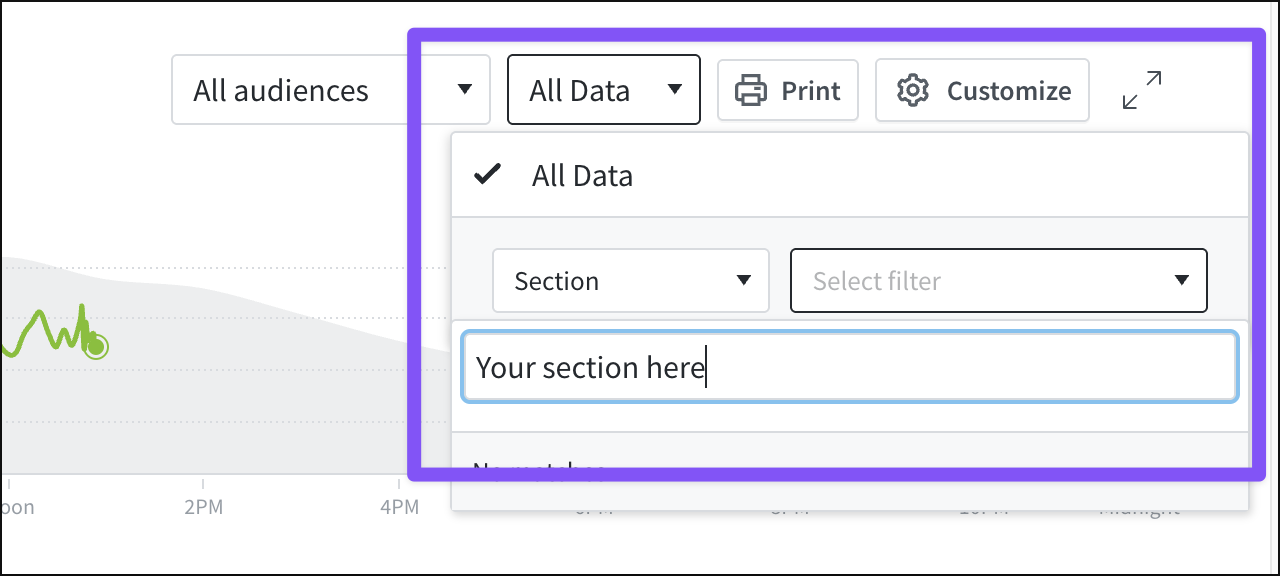 Creating a filter set to "Section: Your section."