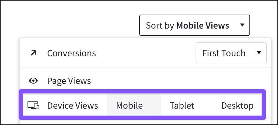 Sorting a Parse.ly Dashboard tab by mobile views.