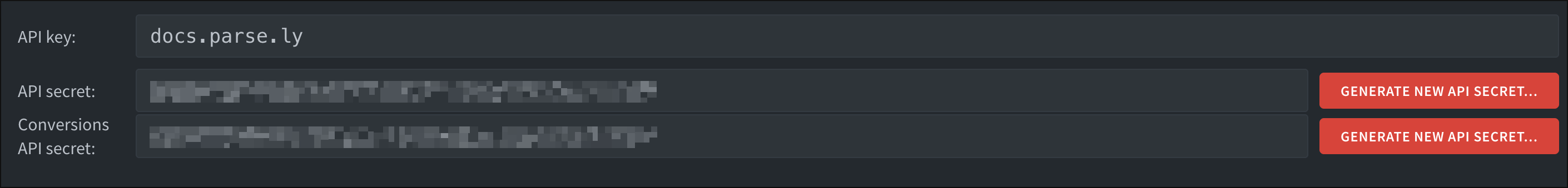 The API key and secrets are found on the API Settings page.