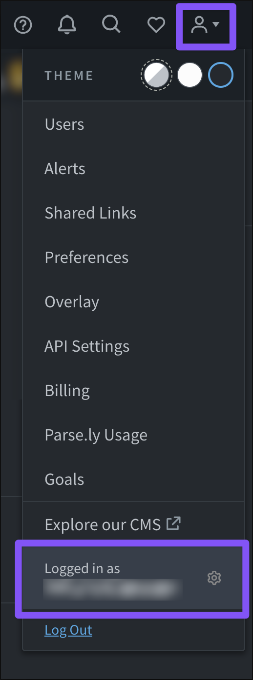 Access account settings in the account menu.
