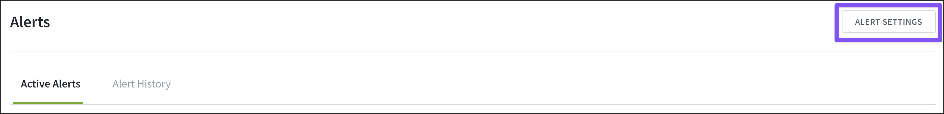 Access alert settings from the Alerts page of the account menu.
