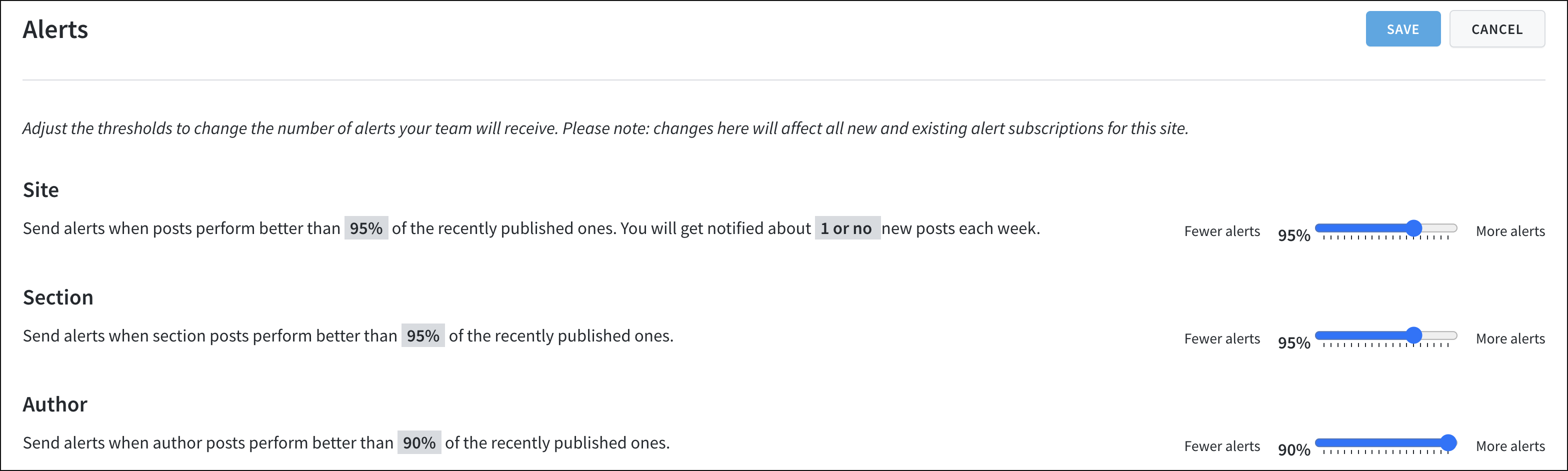 Admins can adjust alert thresholds.