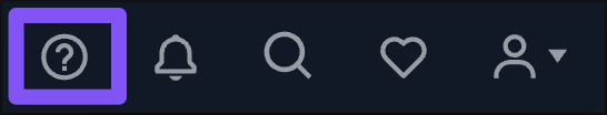 The question-mark icon in the top bar opens a help menu.