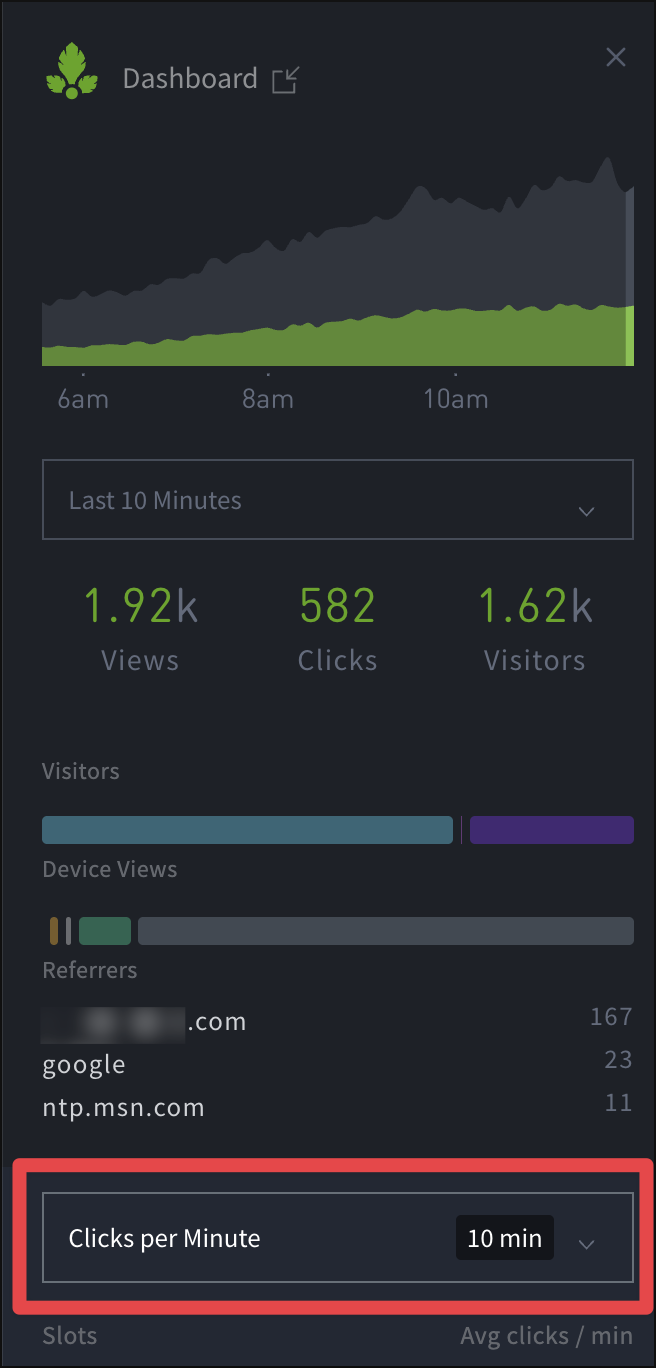 Adjust Overlay's badge metrics using the drop-down menu.
