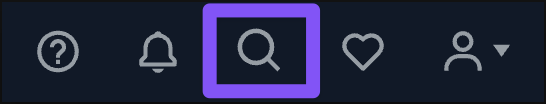 The magnifying glass icon in the top bar opens a search field.
