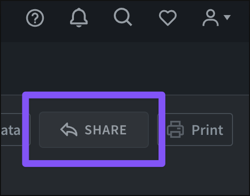 The "Share" button on a Dashboard tab.