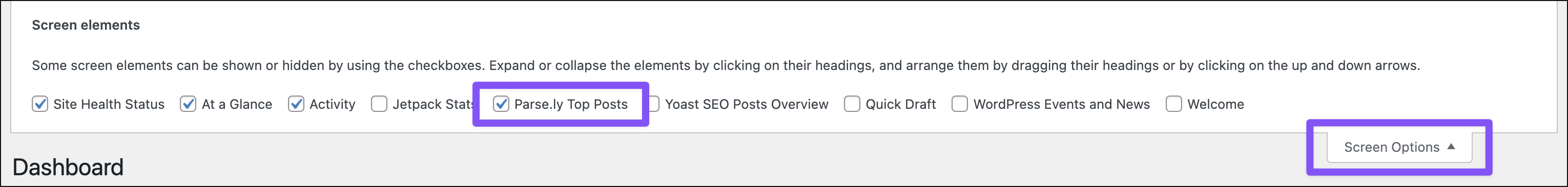 Add the Parse.ly Top Posts widget to the WP Admin dashboard.