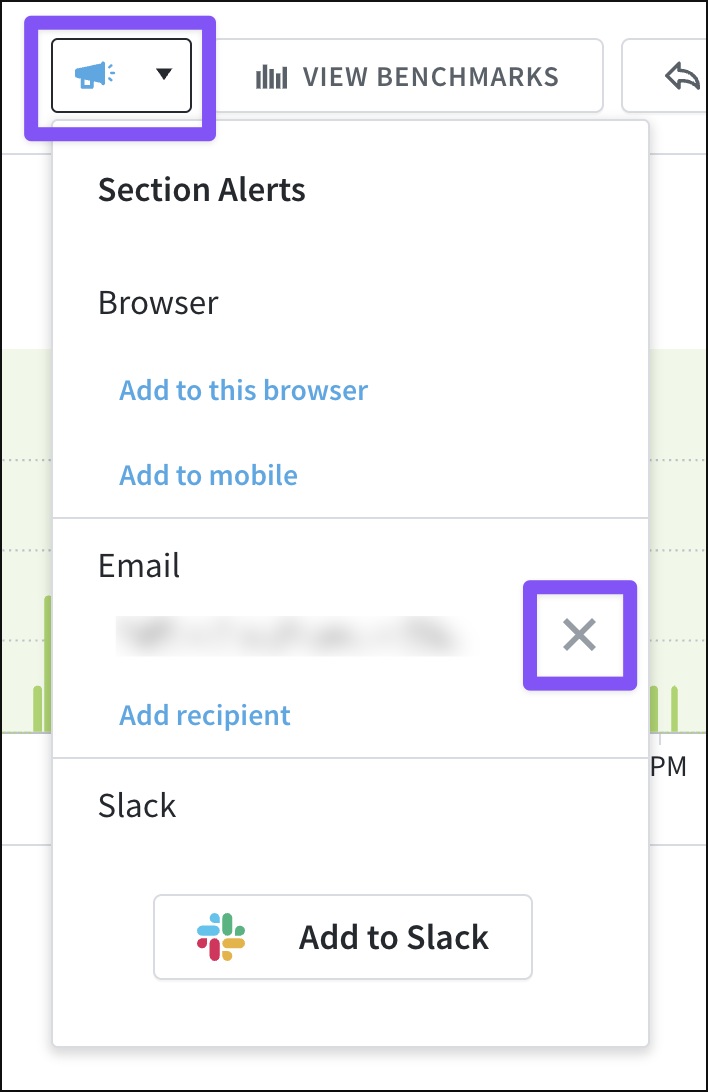 Unsubscribing from a section alert.