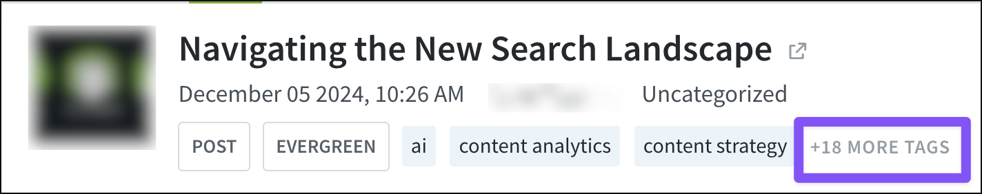 Click the "More Tags" button to the full list of a post's tags.